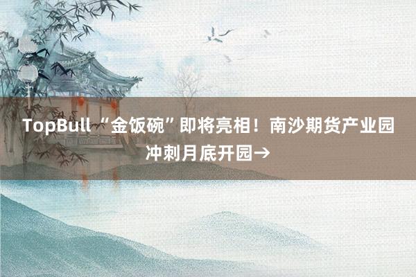 TopBull “金饭碗”即将亮相！南沙期货产业园冲刺月底开园→